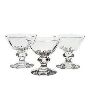 3 Heisey Crystolite Champagne Coupes 4" crystal vtg 1950s wedding toasting